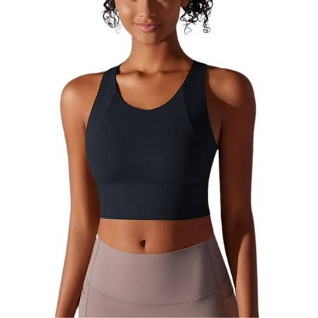 JGGSPWM Women s High Support Padded Sports Bra Tank Top Seamless Workout Yoga Exercise Sport Bra Black M