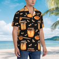 thumbnail image 5 of Xecao Bee and Honey print Hawaiian shirt - a stylish short-sleeve button-down for men, perfect for casual beach and tropical outings., 5 of 9