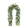 thumbnail image 2 of HYLLai Eucalyptus Leaf and Camellia Rattan Garland, 70.87 Inch Artificial Greenery for Home, Wedding, or Christmas Decor, Green Plastic Hanging Vine, 2 of 6