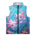 thumbnail image 4 of Binienty Underwater Axolotl Fleece Vest Kids Girls Fluffy Fuzzy Jacket Zip Up Lightweight Warm Winter Vests with Pockets Stand Up Collar Toddler Girls' Outerwear Vests Spring Coats, 4 of 7