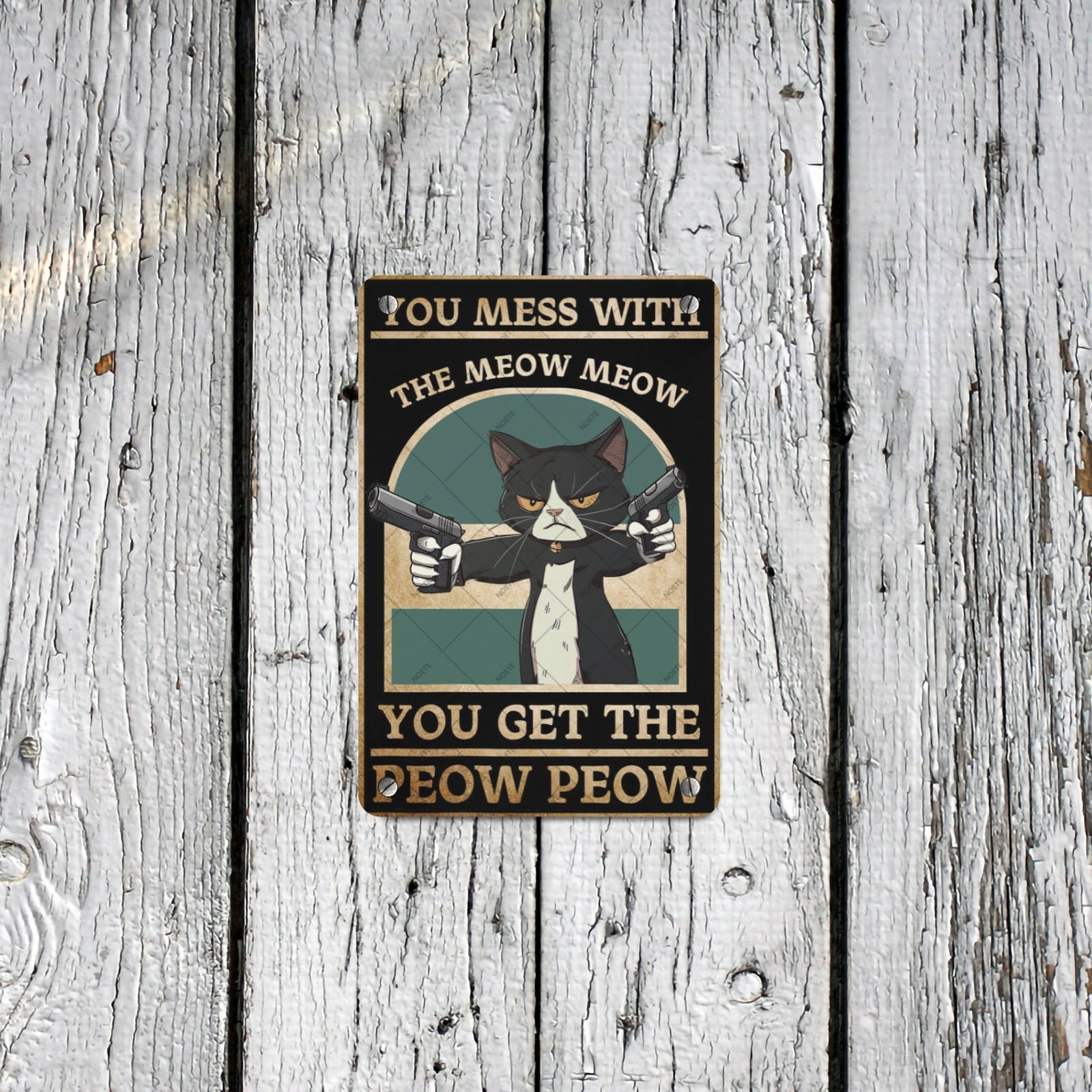 Noete Hang in There Cat Poster Funny Vintage Metal Wall Art Sign