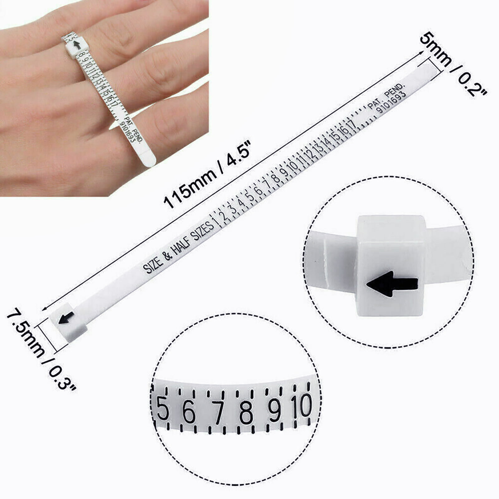 adviseren Kustlijn Kast Sanwood Ring Sizer Measurement Plastic Finger Gauge Measure Finder Tool for  Women Men - Walmart.com