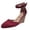Wine, variant on Women's Closed Toe Wedge Sandals Summer Dressy Fashion Pointed Toes Heels Low Block Ladies Pumps with Ankle Strap Black 11
