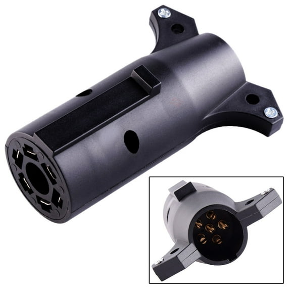 New RV 7-Blade Round Male To 6-Pole Round Female Trailer Wiring Adapter