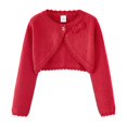 thumbnail image 3 of GYRATEDREAM Girls' Knitted Bolero Cardigan Sweater Kids Long Sleeve Button Closure Cropped Knitwear Cover Up for 8-9Y Red, 3 of 8