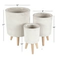 thumbnail image 4 of DecMode 12", 15", 17"H White Fiberclay Ceramic Planter with Wood Legs (3 Count), 4 of 14