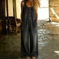thumbnail image 4 of Zormilly Denim Overalls for Women Button Front Wide Leg Jeans Jumpsuits with Pockets Fashion Baggy Jeans Bib Overalls, S-3XL, 4 of 6