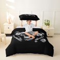 thumbnail image 2 of Homewish Goth Sugar Skull Twin Duvet Cover,Romantic Rose Floral Twin Bedding,Halloween Comforter Cover,Black Reversible,2 Pieces,1 Duvet Cover and 1 Pillowcase, 2 of 6