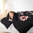 thumbnail image 5 of Erosebridal Black Pink Letter S Floral Bow Print Bedding Comforter Set, Monogram Style Queen Bedding Sets for Girls, Black Reversible 7 Pieces, 5 of 6