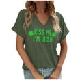 thumbnail image 3 of Ailaofu St. Patrick's Day Fun Shamrock Print T-Shirt for Women, Summer Casual Short Sleeve V Neck T-Shirt, 3 of 4