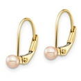 thumbnail image 2 of Finest Gold 14K Yellow Gold Madi K 3-4 mm Pink Round Freshwater Cultured Pearl Leverback Earrings, 2 of 2