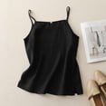 thumbnail image 4 of Sheghy Cotton Tank Top Women 100%Cotton Linen Blend Crew Neck Cami, Solid Split Hem Sleeveless Casual Tank Black M, 4 of 8