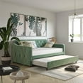 thumbnail image 3 of Novogratz Vintage Upholstered Twin Daybed and Twin Trundle Set, Teal, 3 of 17