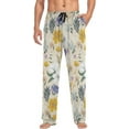 thumbnail image 3 of Men's Pajama Pants with Pockets Sleepwear Lounge Pants Stretch Casual White Lilies, 3 of 6