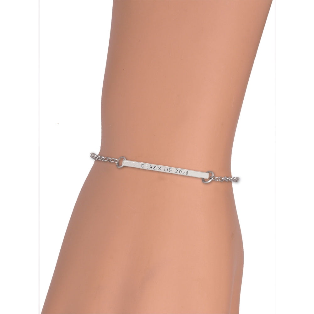 Delight Jewelry Silver-tone Equestrian Horse - Silvertone Class of 2026 Delicate Bar Bracelet, 8.5"