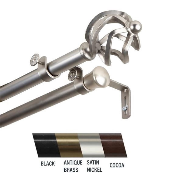 Central Design 4742-665 Giro 0.81 in. Double Curtain Rod, 66-120 in. - Satin Nickel