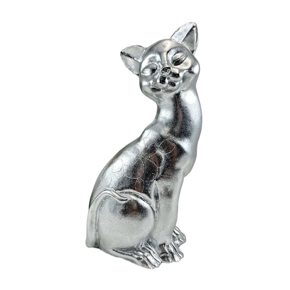 Estatua de gato, figura decorativa de animal, adorno versátil para mesa, regalo creativo para Plata