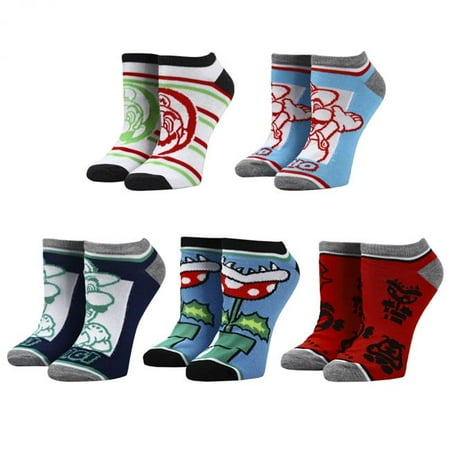 

Super Mario Bros 860845 Mixed Icons of Ankle Socks Multi Color - 5 Pair