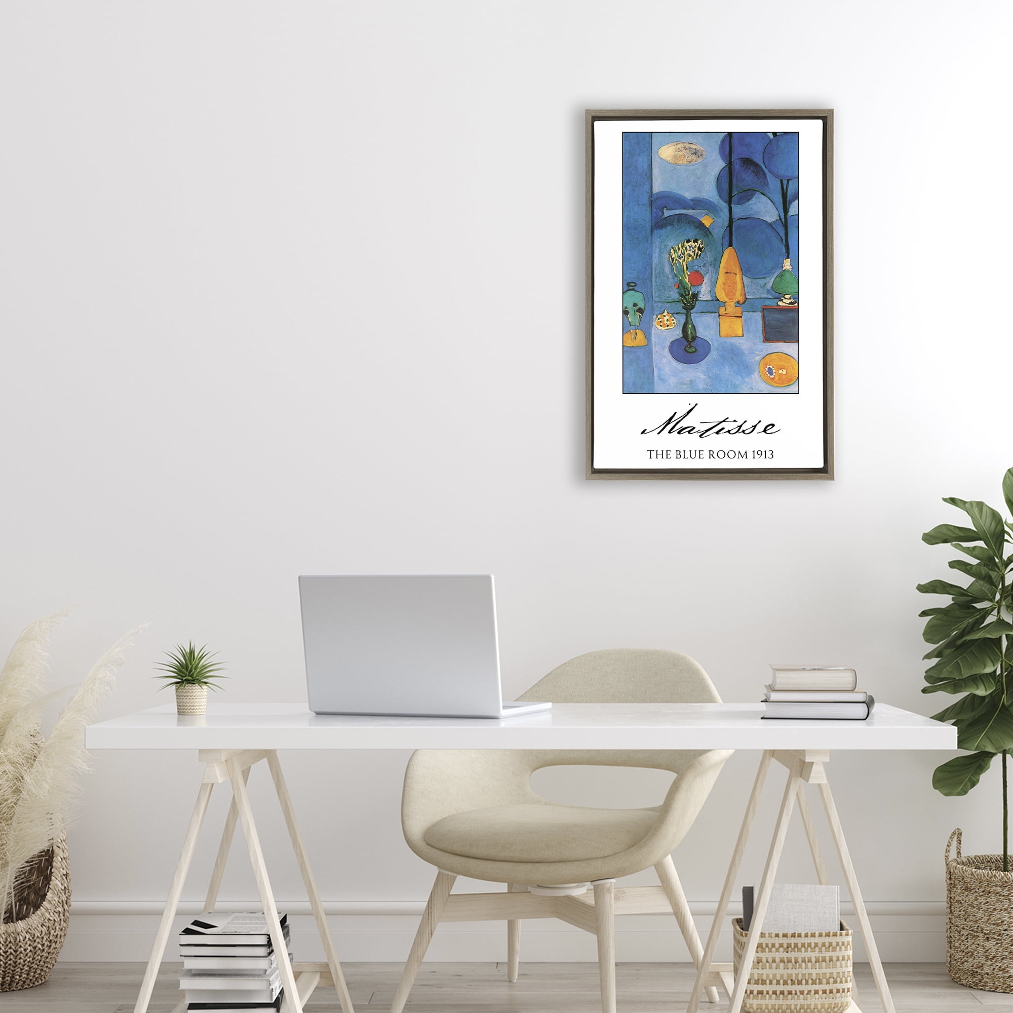 Matisse The Blue Room Brown Framed Floater Canvas Wall Art, design by Vintage Hustle