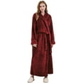thumbnail image 3 of LOFIR Womens Fleece Robe - Comfy Warm Plush Long Bathrobes for Women, Ladies Sleepwear ,2XL3XL, Wine Red, 3 of 6