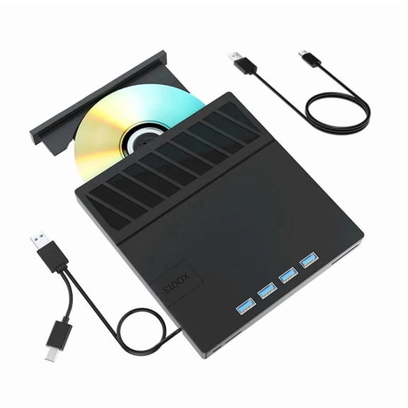 7 in 1 External Blu-Ray Drive USB 3.0 Type-C Player Burner with SD/TF Port Optical Disk Drive ,Portable and Lightweight