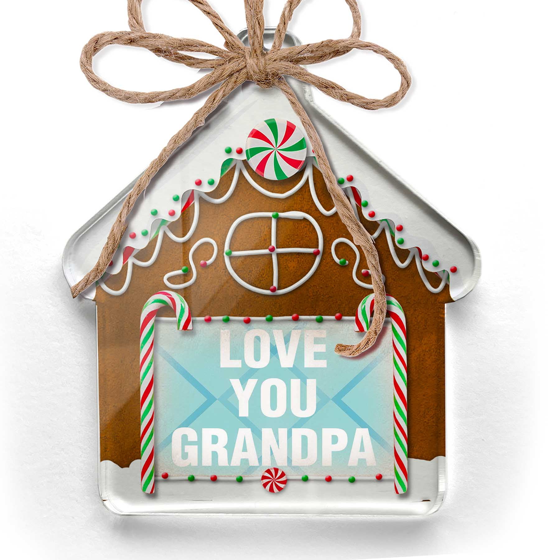 father's day GRANDPA front On the back Holiday Blue Heart Ornament ,I love you ,Birthday Christmas
