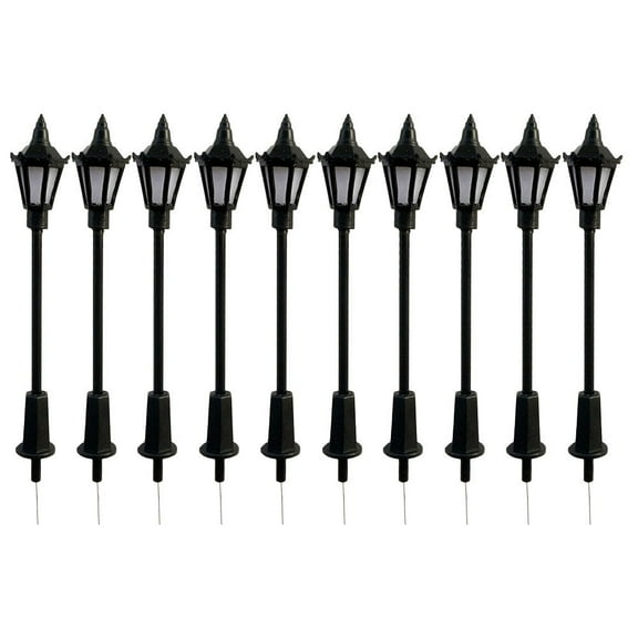 10 Pcs Street Light Model Decor Miniature Dollhouse Accessories Christmas Village Post Garden Prop Supply Vintage