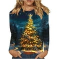 thumbnail image 2 of VgaVtl Womens Plus Size Tee Shirts Long Sleeve Christmas Women Tops Cute Holiday Regular Christmas Tree Leisure Tops,Red 5XL, 2 of 5