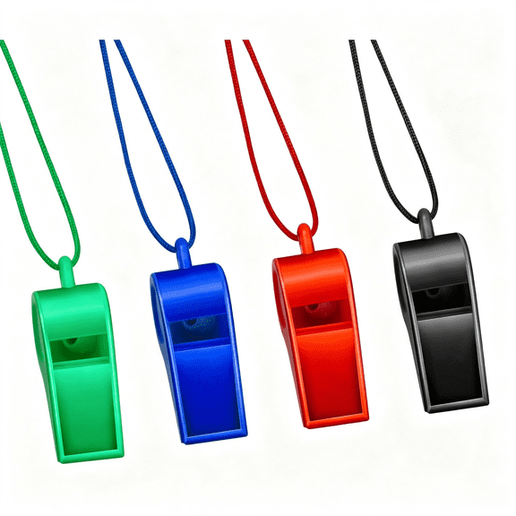 SEPTRIO Whistle,4 Pack Plastic Whistles Emergency Whistles Sports Whistles with Lanyard Loud Crisp Sound Coach Whistle Great for Coaches, Referees,And Officials (4 Colors)