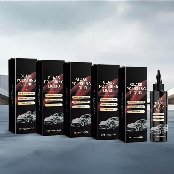 Glass Polishing Liquid ,Car Glass Polishing Compound Windshield Cleaner Glass Oil Film Remover, Anti-Fog Hydrophobic Coating Spray,Scratches,Wiper Marks & Oil Film with Sponge 100ml