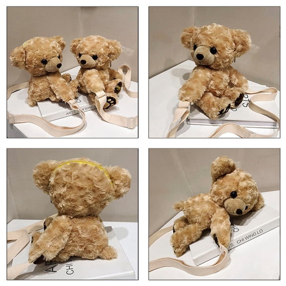 Cute Soft Plush Bear Doll Zipper Backpack Schoolbag Travel Pouch Christmas Gift