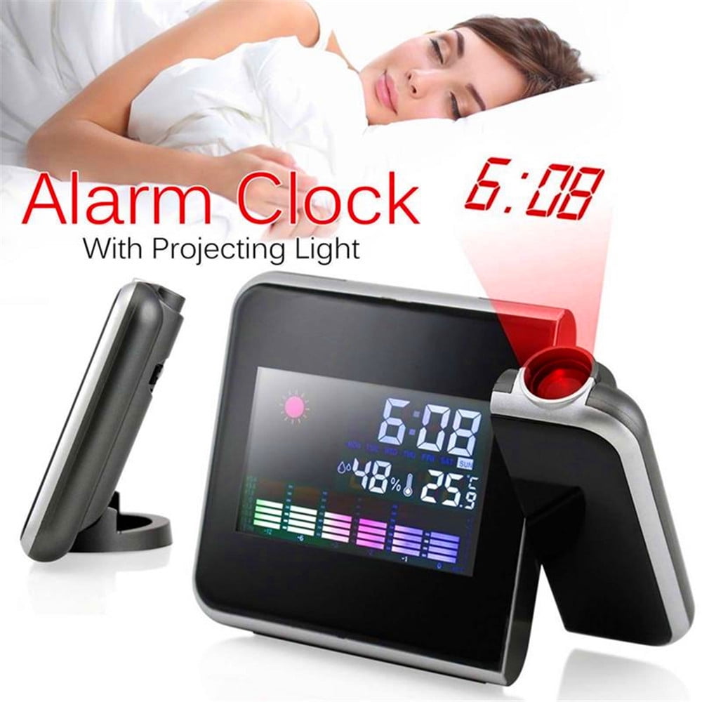 Projection Clock, Digital Projection Alarm Clock with Weather Station