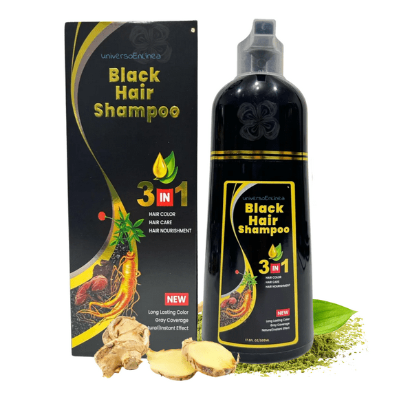 Shampoo Cubre Canas Natural Tinte Retoque Cabello 500ml Negro