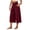 Wine, variant on Womens Trendy High Waisted Wide Leg Capri Pants Flowy Elastic Waist Gaucho Trousers with Pockets Casual Lounge Vacation Pants Light Blue