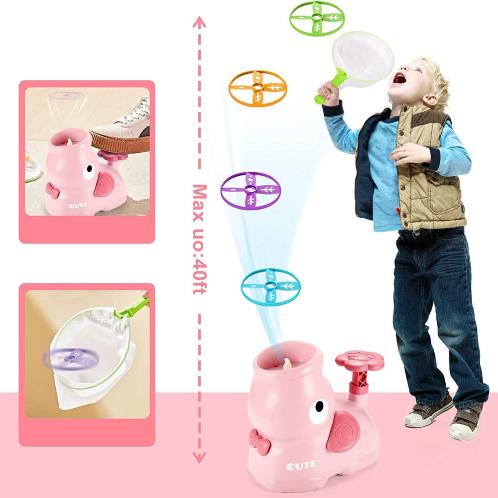 Lanceur De Disques Volants éléphant – Jeu D'extérieur Enfants 4-8 Ans – Sans Piles – Filets De Capture Inclus