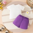 thumbnail image 5 of NOLDARES Baby Girl Summer Outfits Short Sleeve Trim Tops + Shorts Set Infant Clothes(Purple,2-3 Years), 5 of 9