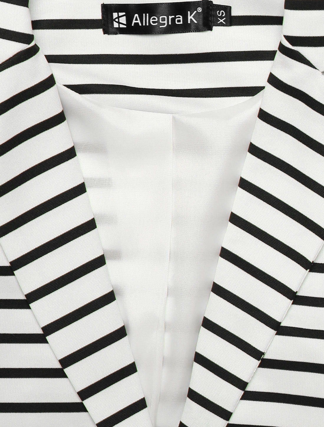 DARING DIVA Women's Striped Notched Lapel Button Closure Blazer XS White