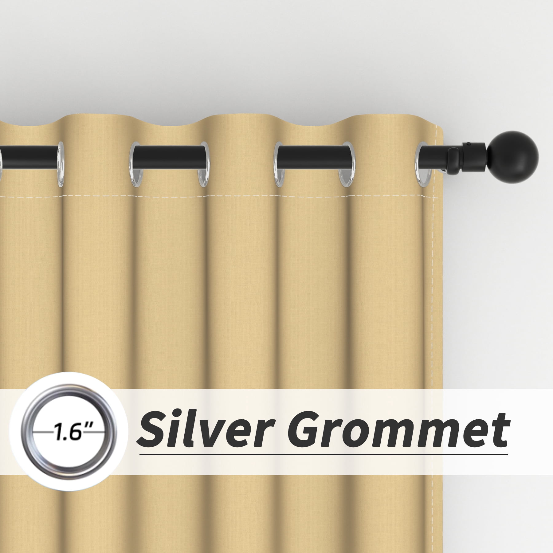 Lfeey Yellow and Black Blackout Curtains, Grommet Curtains for Bedrooms, 42x63, 2 Panels