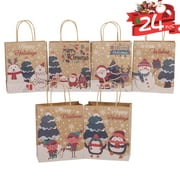 24PCS Christmas Gift Bags Holiday Kraft Paper Bags with Handles for Christmas Party Supplies and Gift Packing