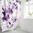 thumbnail image 2 of Extra Long Shower Curtain 72 x 84 Inch, Tall Watercolor Floral Fabric Shower Curtain, Modern Purple Flower Bathroom Shower Curtain Set with Hooks, 2 of 6
