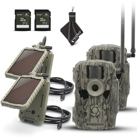 Stealth Cam Fusion MAX 36MP Cellular Trail Camera with Dual SIM AT&T & Verizon 0.35s Trigger 1080P Video App Control Includes Solar Panel SD Card & Cleaning Cloth 2PK