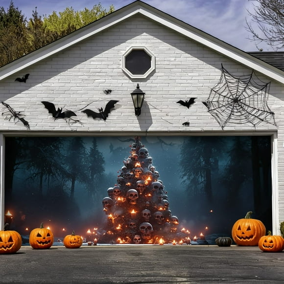 Large Halloween Garage Door Banner Outdoor For Holiday Party Festival Welcome Sign Summer Outdoor Flag Pole Flag Poles for Porch with Bracket Flag Pole for with Flag Flag Shirt Toddler Birthday Flag