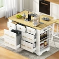 thumbnail image 6 of Homy Casa Kitchen Island with 6 Drawers, Drop Leaf, Trash Can Cabinet, Power Outlets & Shelves, 6 of 9