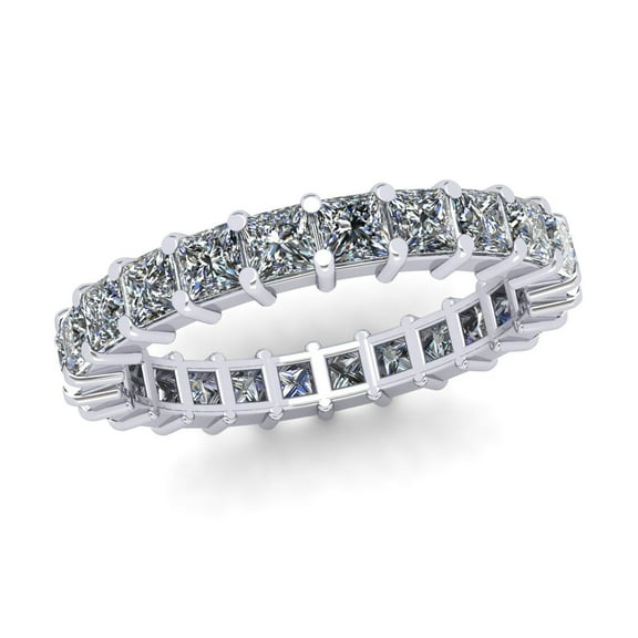Natural 2.70Ct Princess Cut Diamond Shared Prong Women's Anniversary Wedding Eternity Band Ring Solid 10k White Gold I SI2