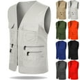thumbnail image 2 of ZHaobin 2024 Men's Multi-pocket Vest Casual Fishing Vest Men's Solid Color Overalls Sleeveless Zipper Director Vest (Blue,XXL), 2 of 6