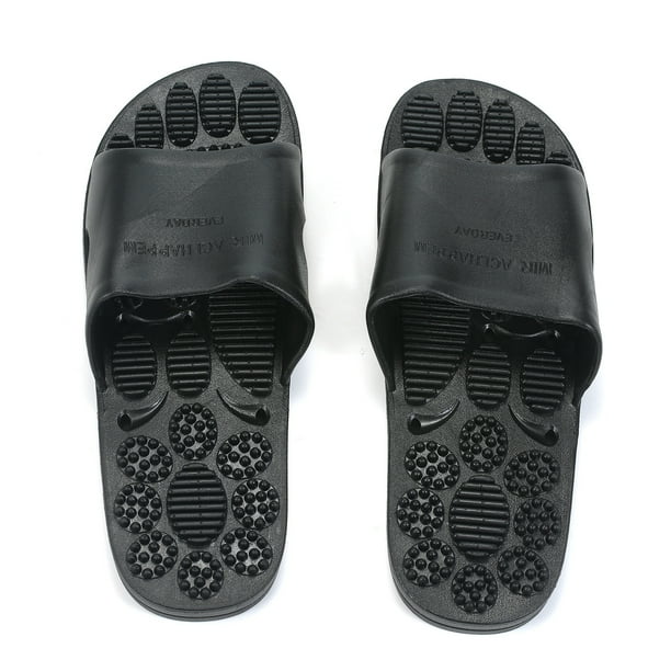 Zapatillas de Masaje Terapéutico para Hombres, Alivio de Dolor y Relajación, Talla M (42-43), Color Negro, Material PVC, Diseño Ergonómico con Botones de Silicona, Ideal para Regalo.