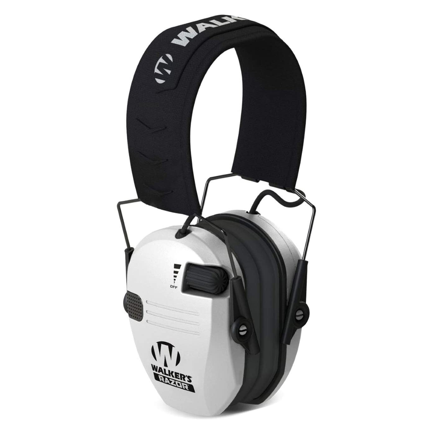 Walker's Razor Slim Shooter Folding Ear Protection Muffs with NRR of 23dB, White