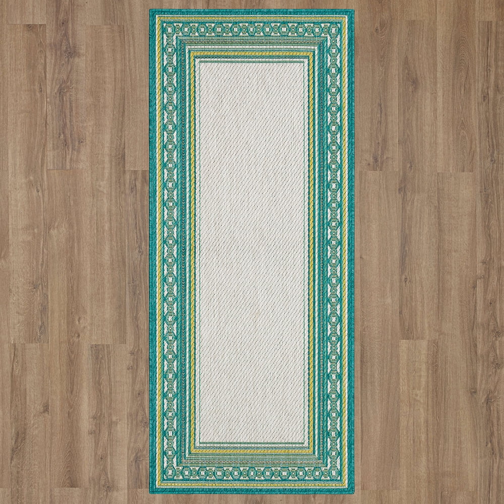 Mohawk Home Islamorada Stripe Outdoor Area Rug, Teal, 2' 6" x 6'