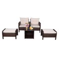 thumbnail image 4 of DEELLEEO 2pcs Single Sofa、2pcs Footstool &1pc Coffee Table Round Corner Armrests Five-Piece Rattan Set Brown Gradient, 4 of 5