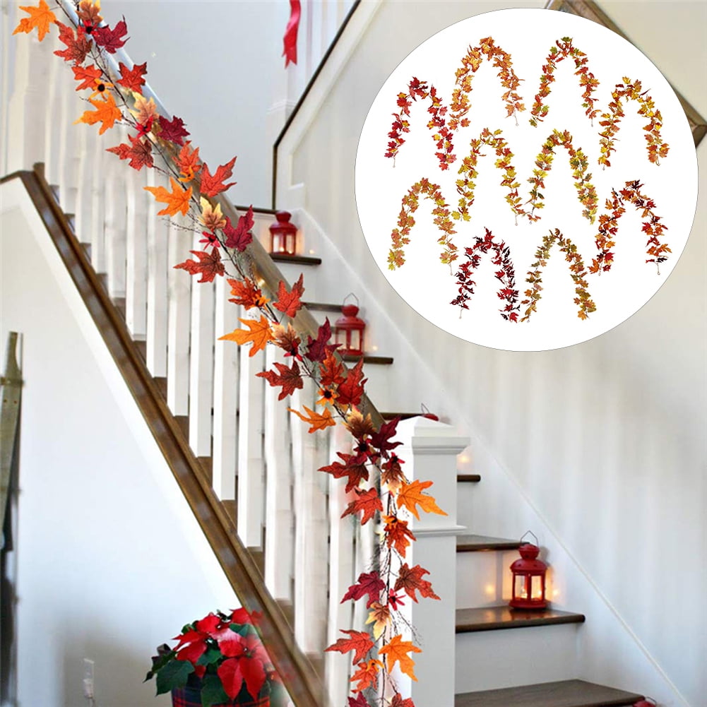 180CM Artificial Autumn Fall Maple Leaves Garland Hanging Plant Home Decor XMAS 